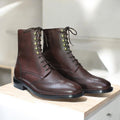 Men's Handmade Ankle High Brown Leather Boot with a classic design for versatile wear.