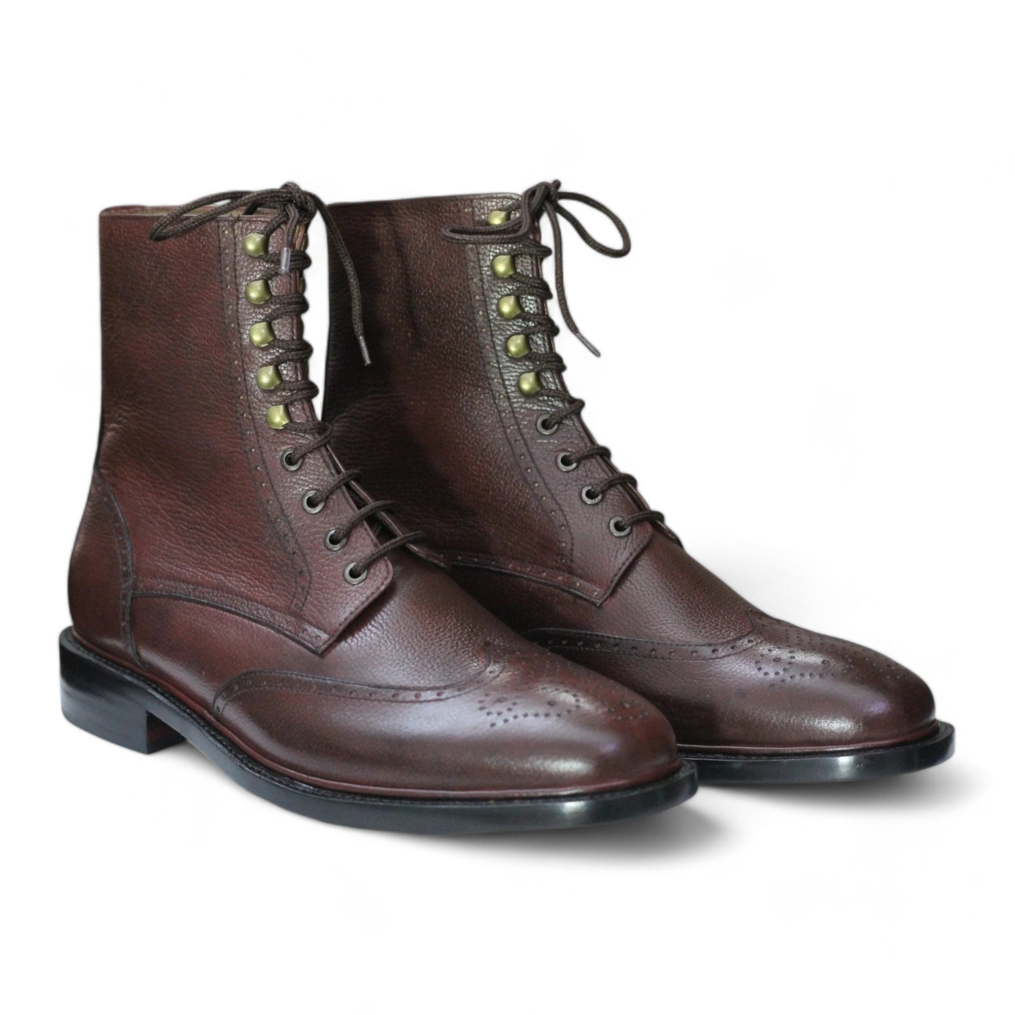 Handmade Wing Tip Brogue Boots, Leather Brow Boots For Men's