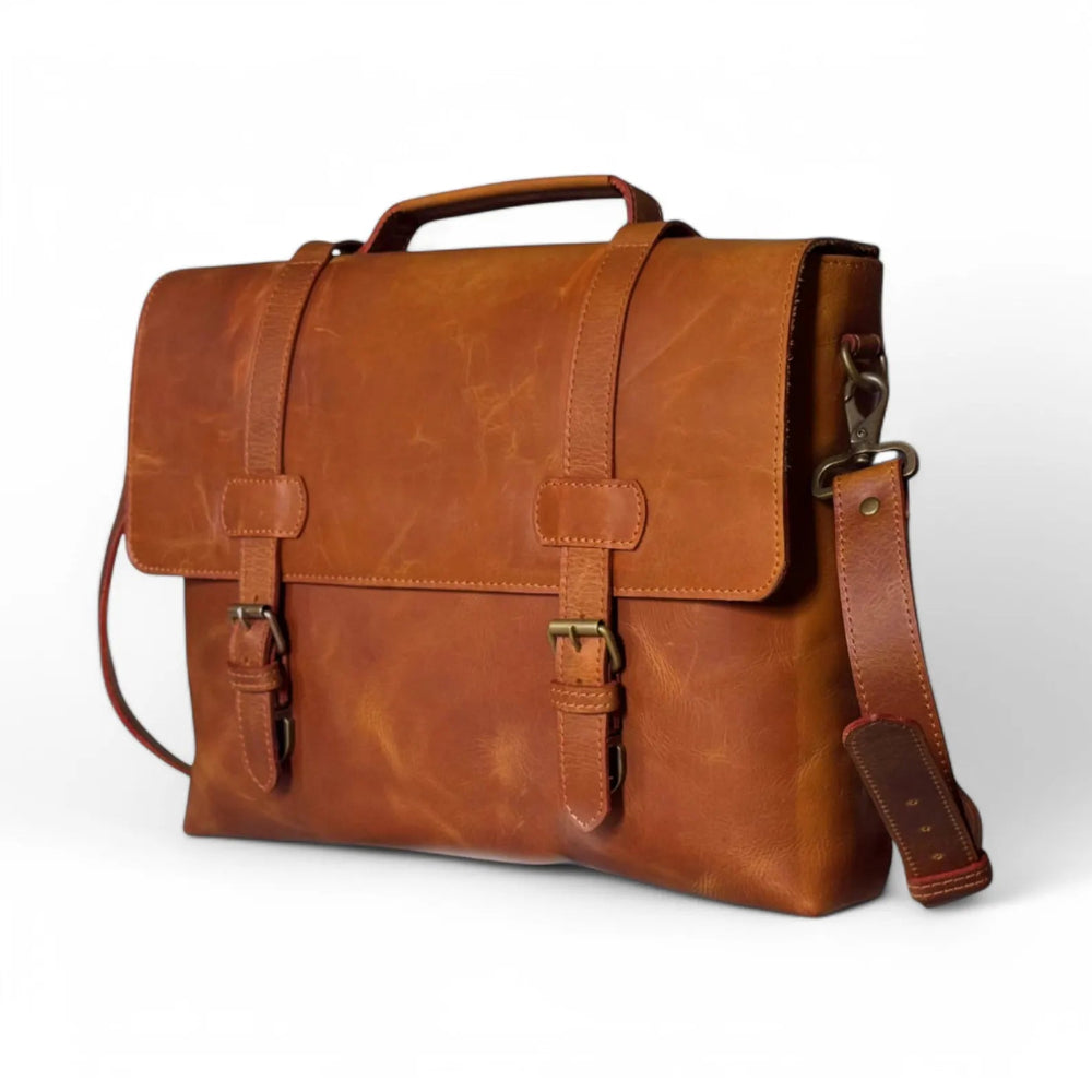 Lifestyle View – Worn by a man walking to work with satchel crossbody


