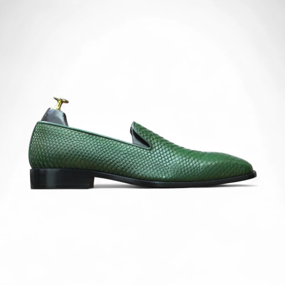 Python texture designer loafers side view

