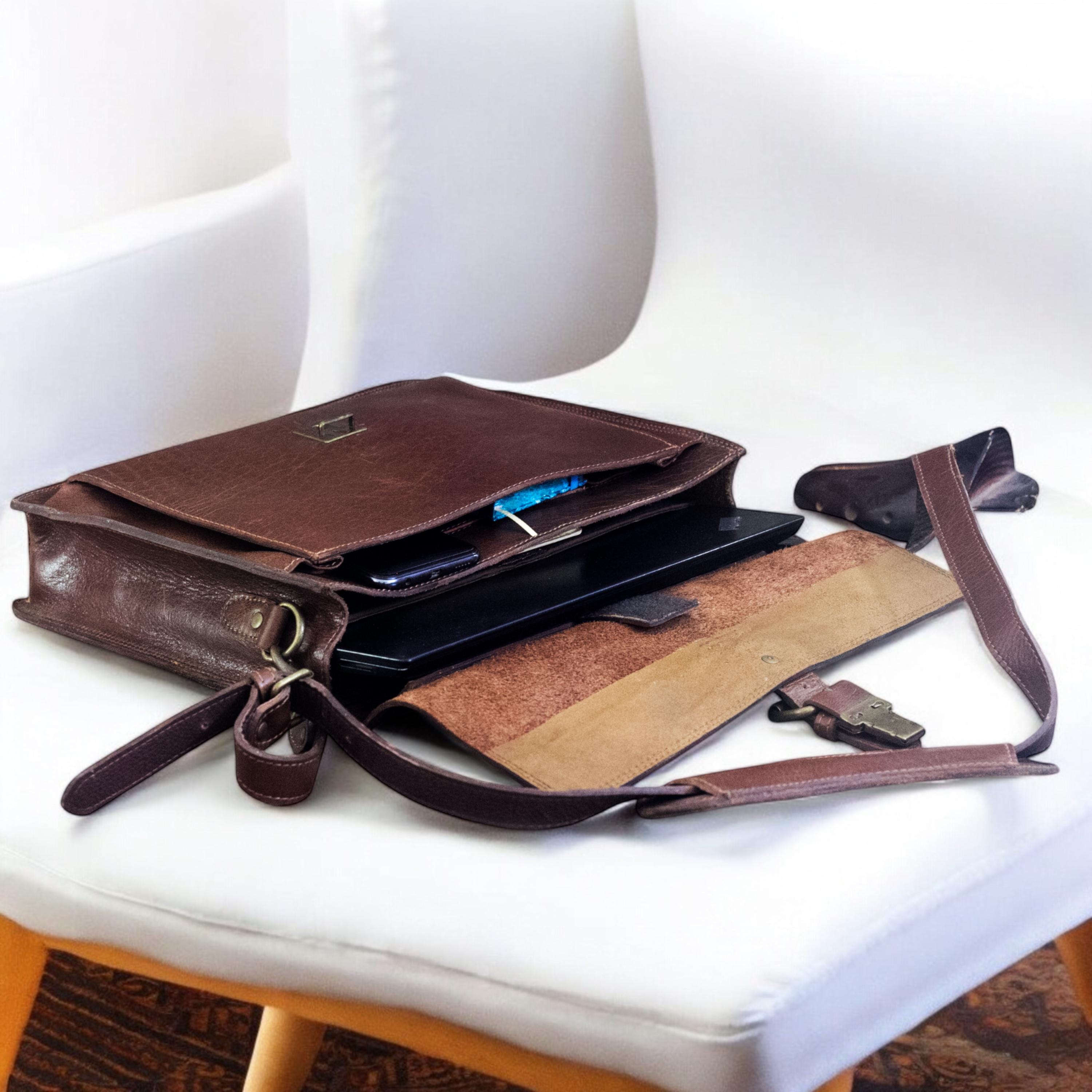 Leather laptop bag, College Bag, Leather Cross-Body Bag Briefcase 