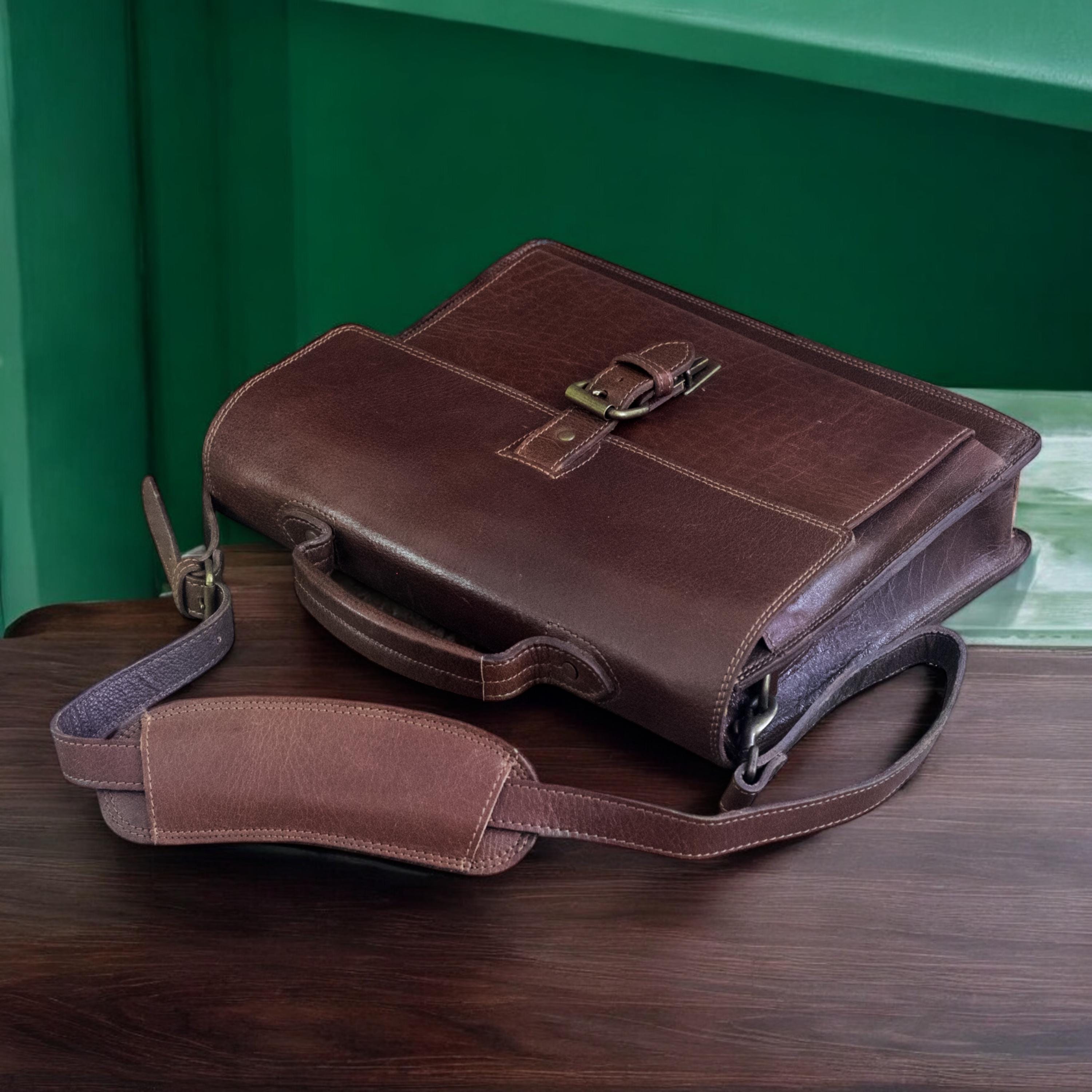 Leather laptop bag, College Bag, Leather Cross-Body Bag Briefcase 