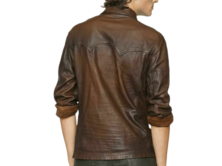 Men's Leather Shirt Genuine Lambskin Soft Basic Vintage Jacket Biker Slim Fit men - Posh FootwearMen jacket