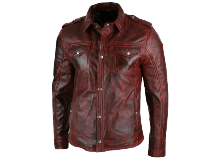 Mens Retro Cafe Racer Vintage Distressed Motorcycle Brown Leather Biker Jacket - Posh FootwearMen jacket