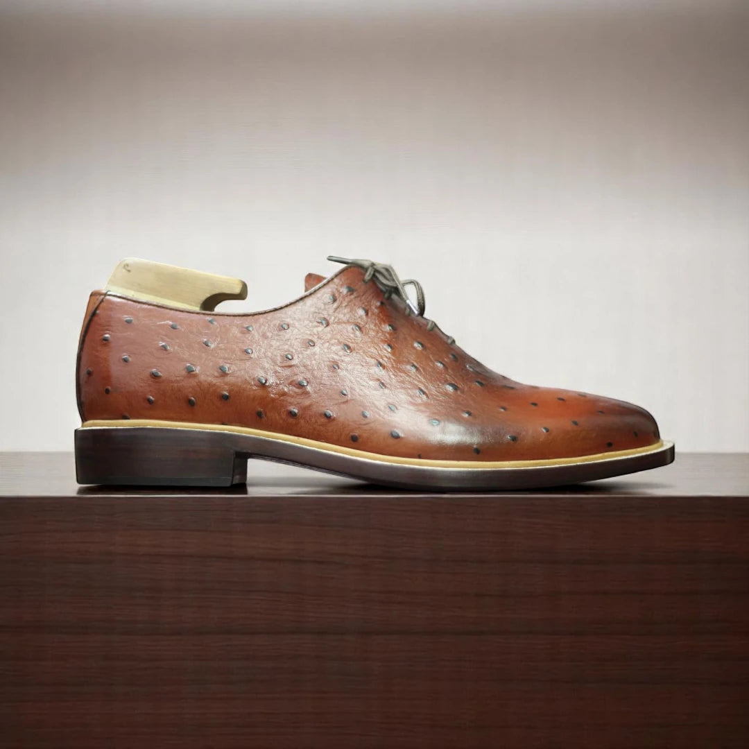 Back View – Rear Heel View of Ostrich Dress Shoes

