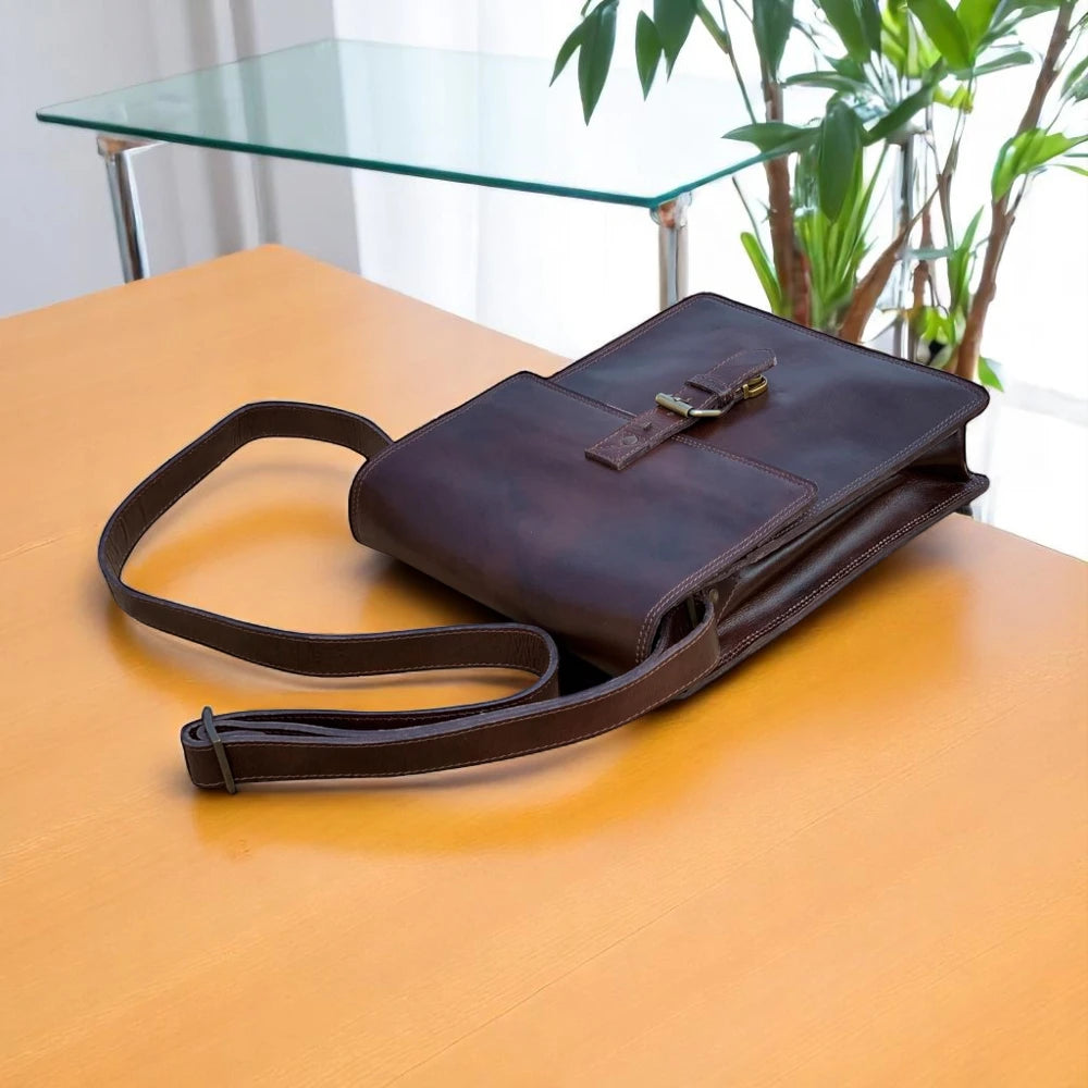 Interior view with padded laptop compartment and pen holders

