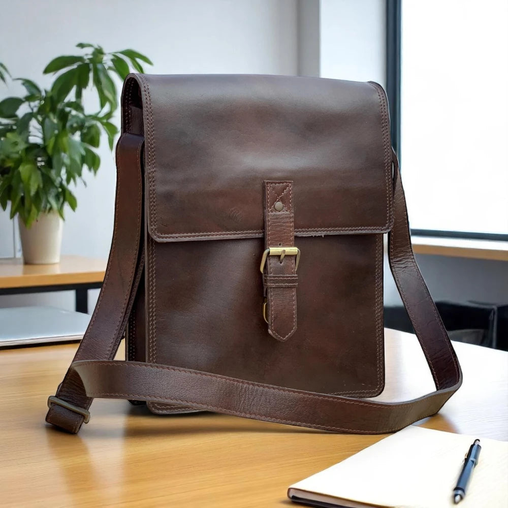 Crossbody carry look with adjustable leather strap

