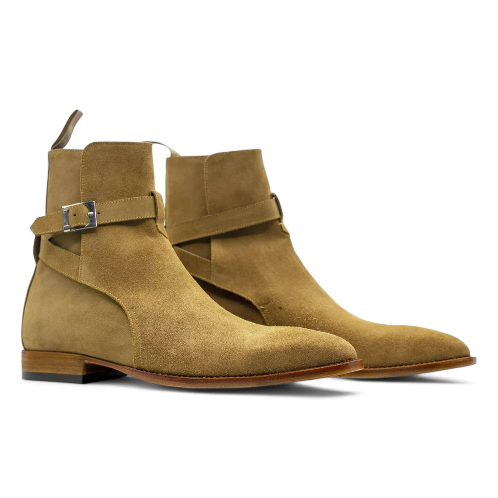 Men's Suede Jodhpurs Buckle Boots featuring premium suede material and a classic buckle design