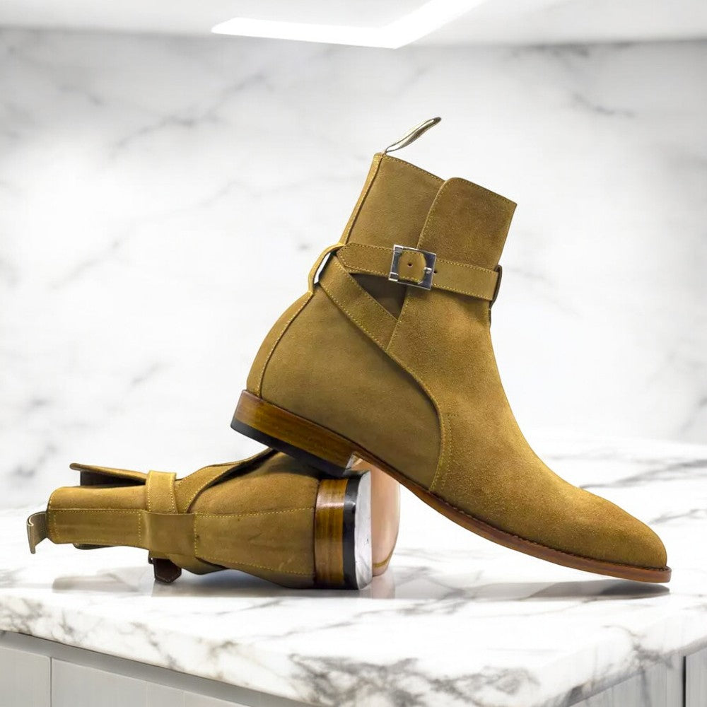 Men's Suede Jodhpurs Buckle Boots featuring premium suede material and a classic buckle design